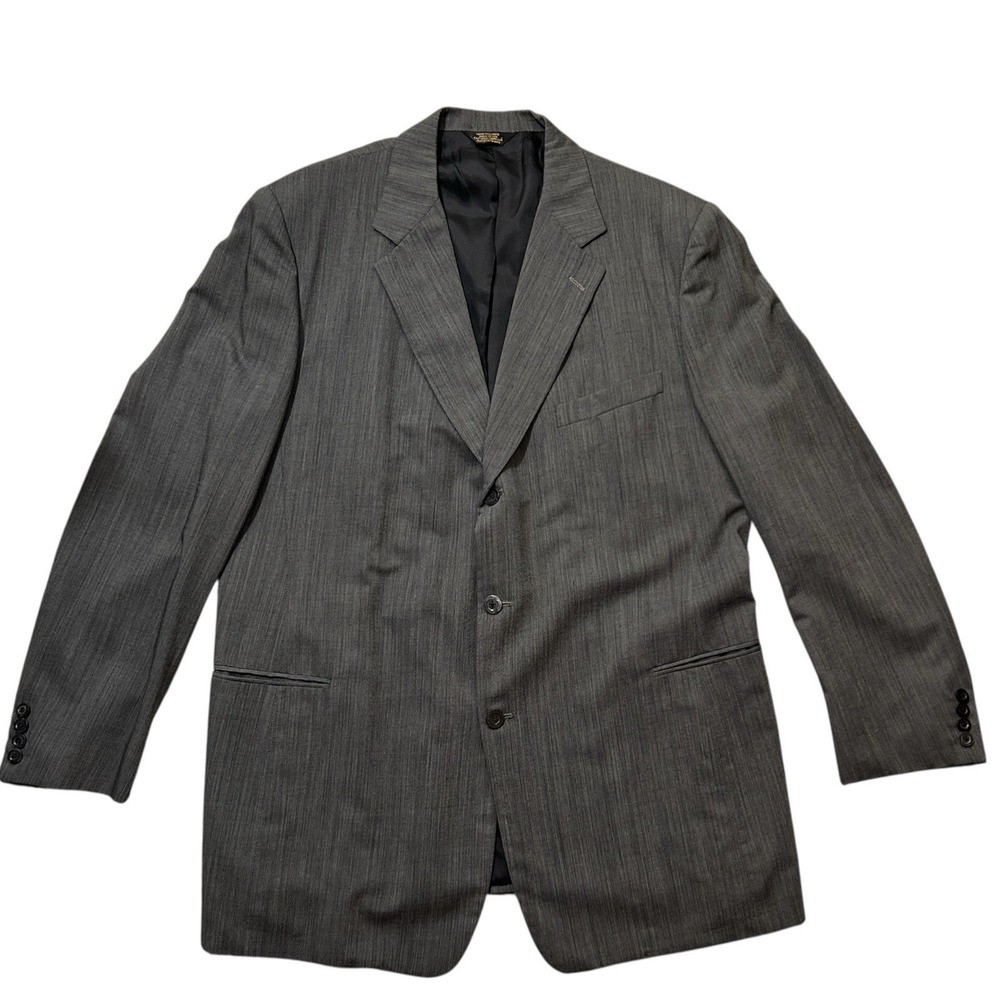 Vtg DONNA KARAN NY Couture Blazer Suit Jacket sz 48L Gray Wool USA Union Made